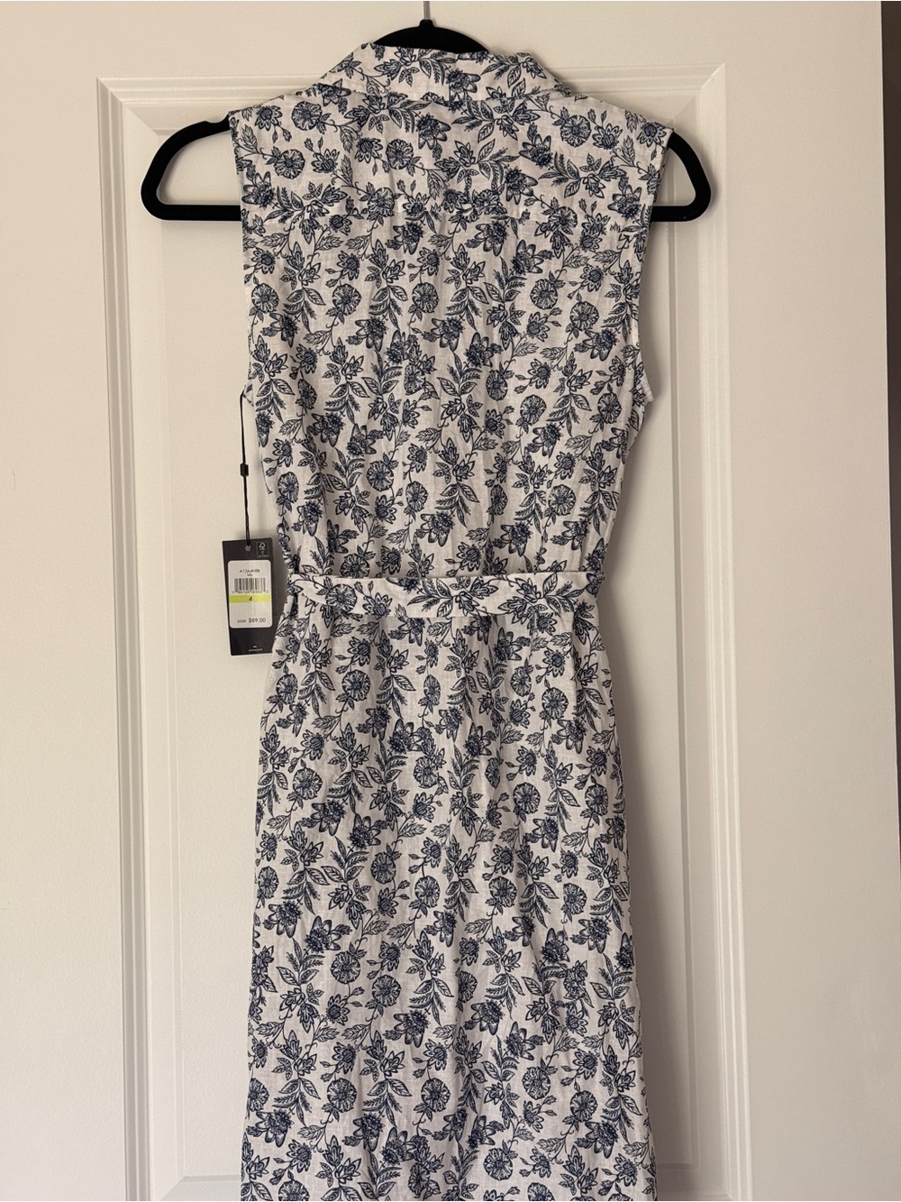 Tommy Hilfiger White Midi Shirt Dress with Blue Floral Print - Picture 8 of 8
